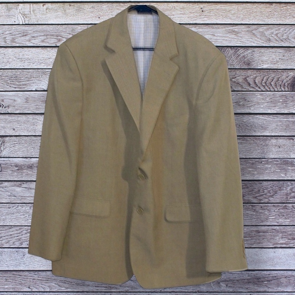 🌺STAFFORD TAN 𝐏𝐋𝐀𝐈𝐃 𝐋𝐈𝐍𝐈𝐍𝐆 BLAZER